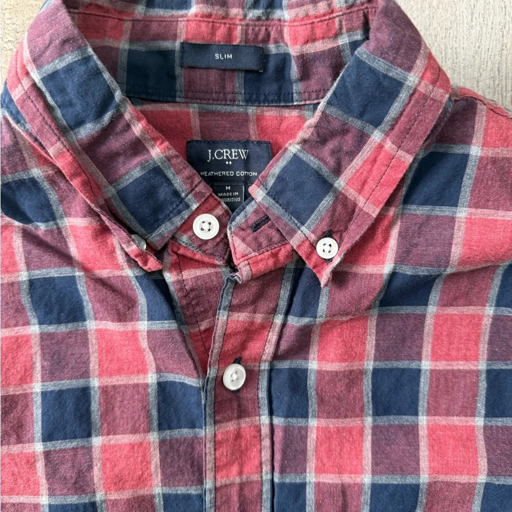 J. Crew Red and Navy Checkered Shirt